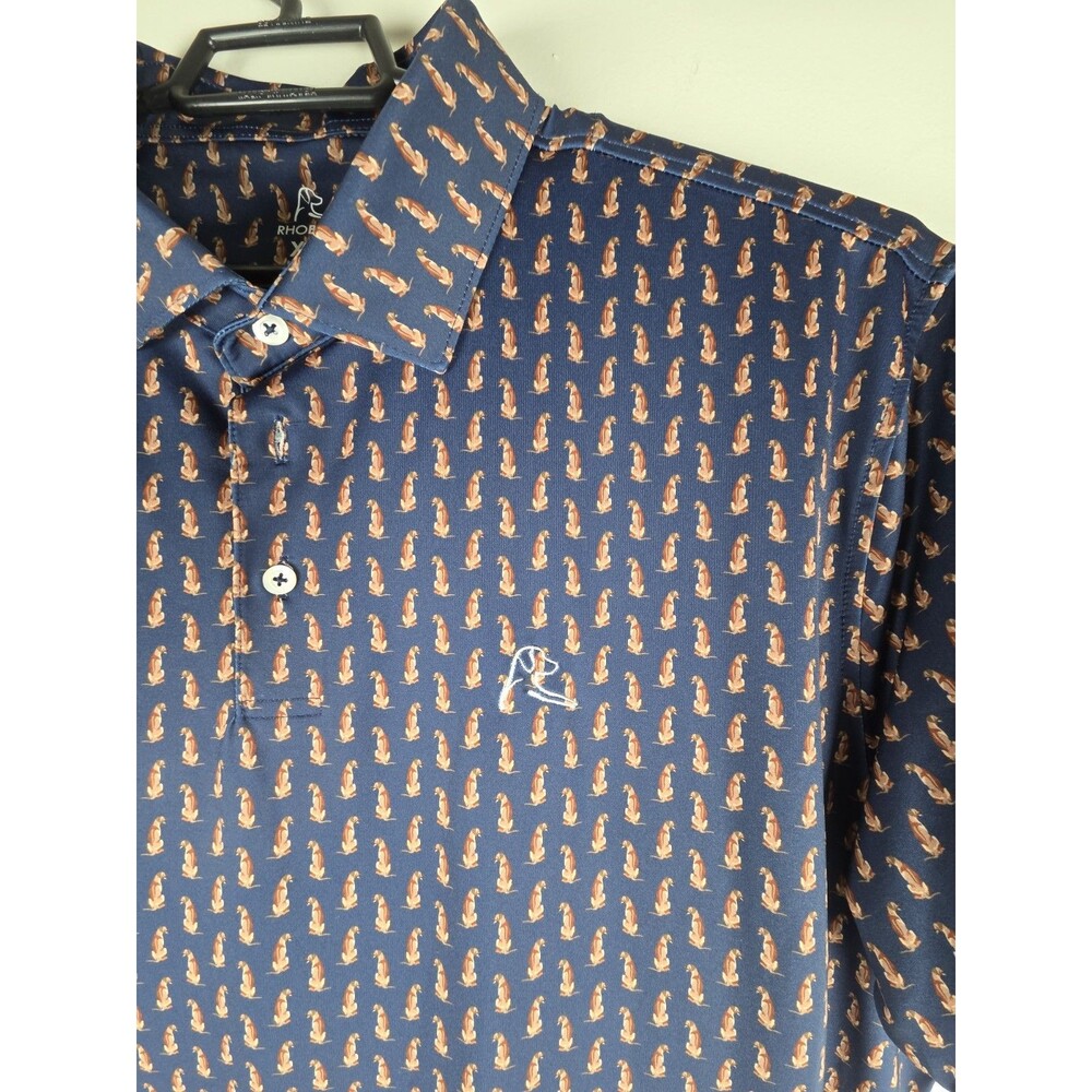 Rhoback Blue Dog Ridgeback XXL Stretch Golf Polo Shirt Navy Short Sleeve